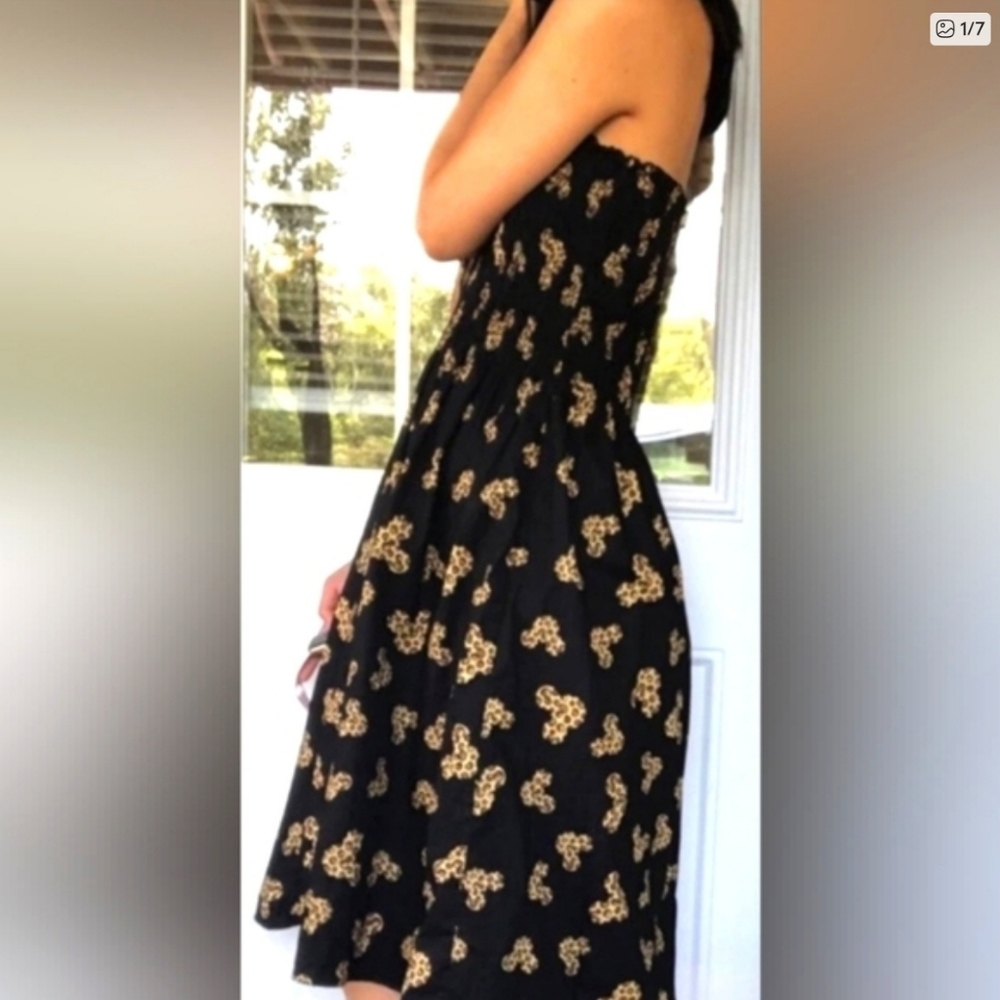 Vintage Disney Leopard Mickey Strapless Dress